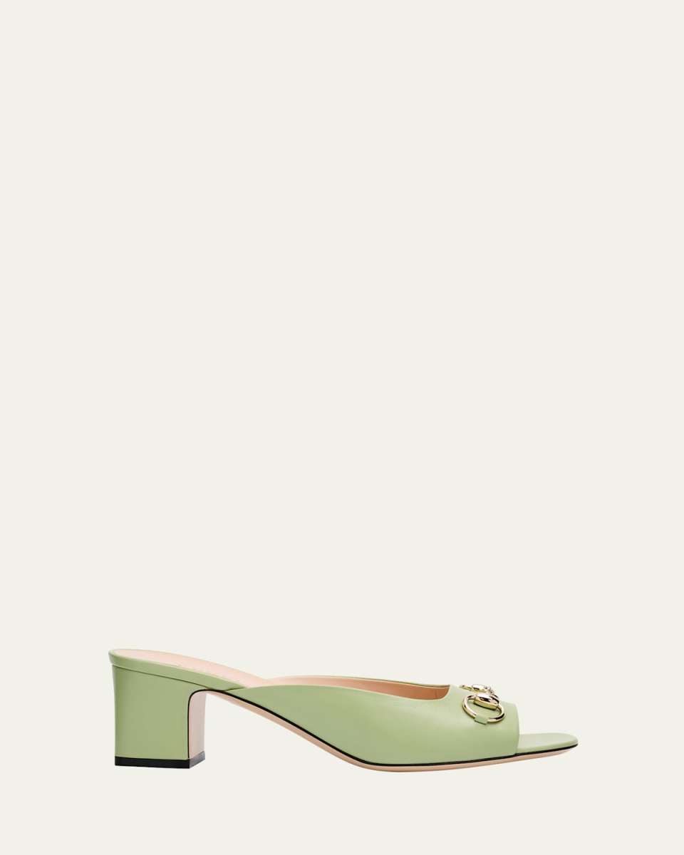 Lady Horsebit Leather Mule Sandals